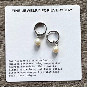 Mejuri 14k White Gold Bold Huggie Hoops & Pearl Charms Set